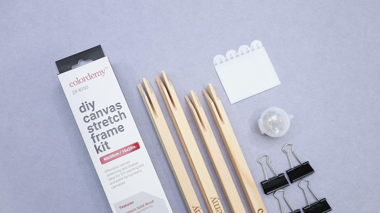 Colordemy DIY Canvas Stretch Frame Kit - 40X50Cm with 2X40Cm & 2X50Cm Stretcher Bars, Ideal for Paint by Numbers Canvas Stretching