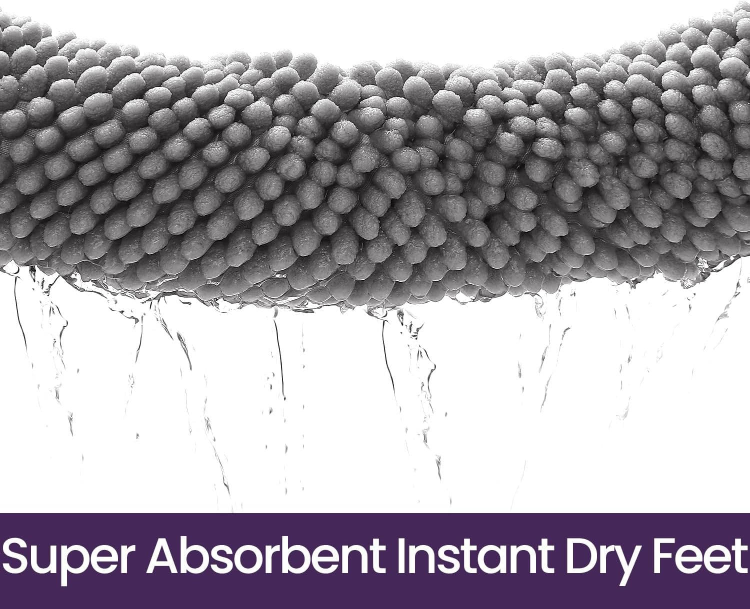 DEXI Bathroom Rugs Sets 2 Piece, Non Slip and Machine Washable Toilet Rug, Super Absorbent and Soft Chenille Bath Mat Set for Shower Floor and Tub, 50 X 80 Cm + 50 X 80 Cm, Grey image number 1