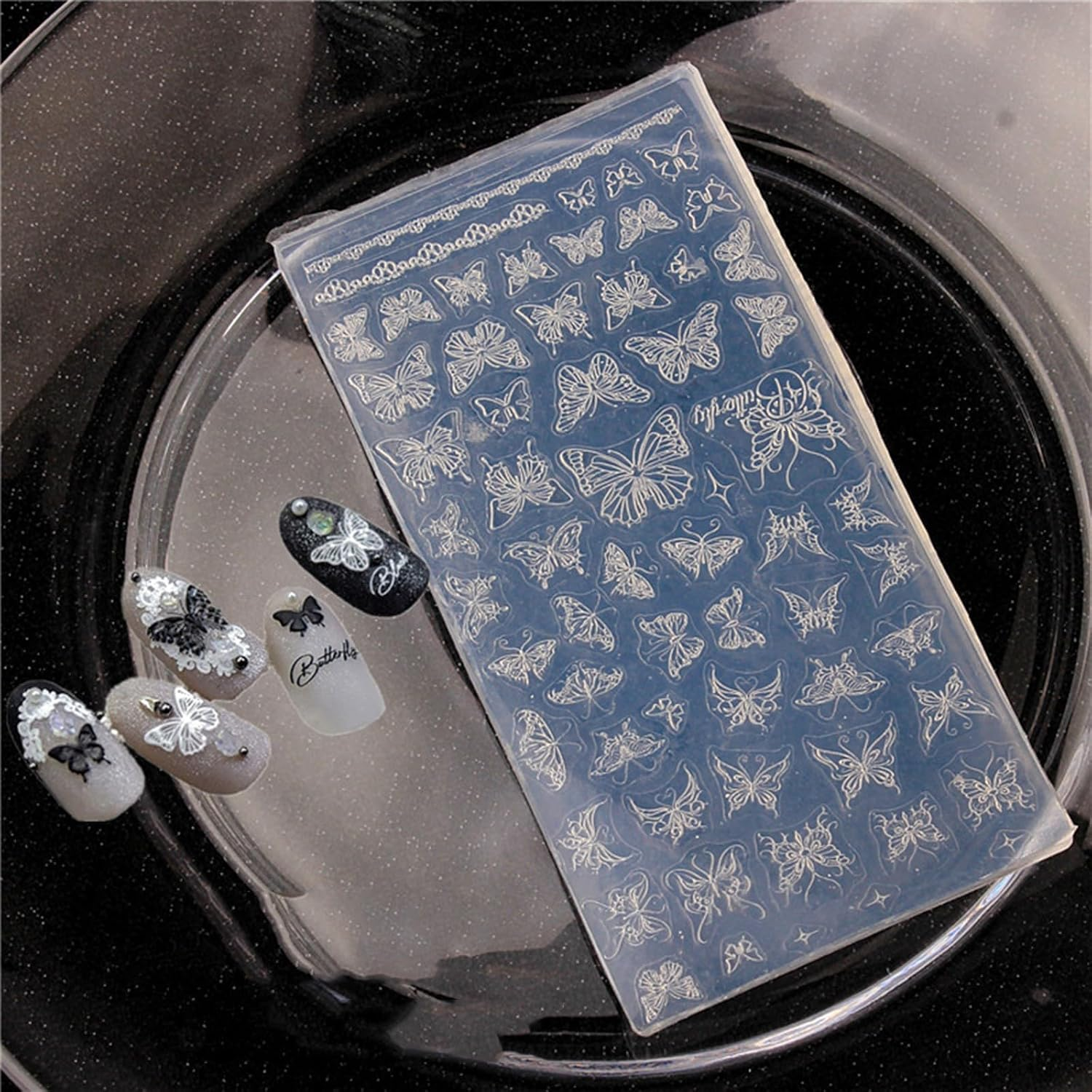 Silicone Nail Art Mold - Sturdy & Reusable Multi-Design Templates for Home DIY, Professional Salon Use | Floral & Butterfly Embossing Template Kit for Nail Artists, DIY Enthusiasts image number 3