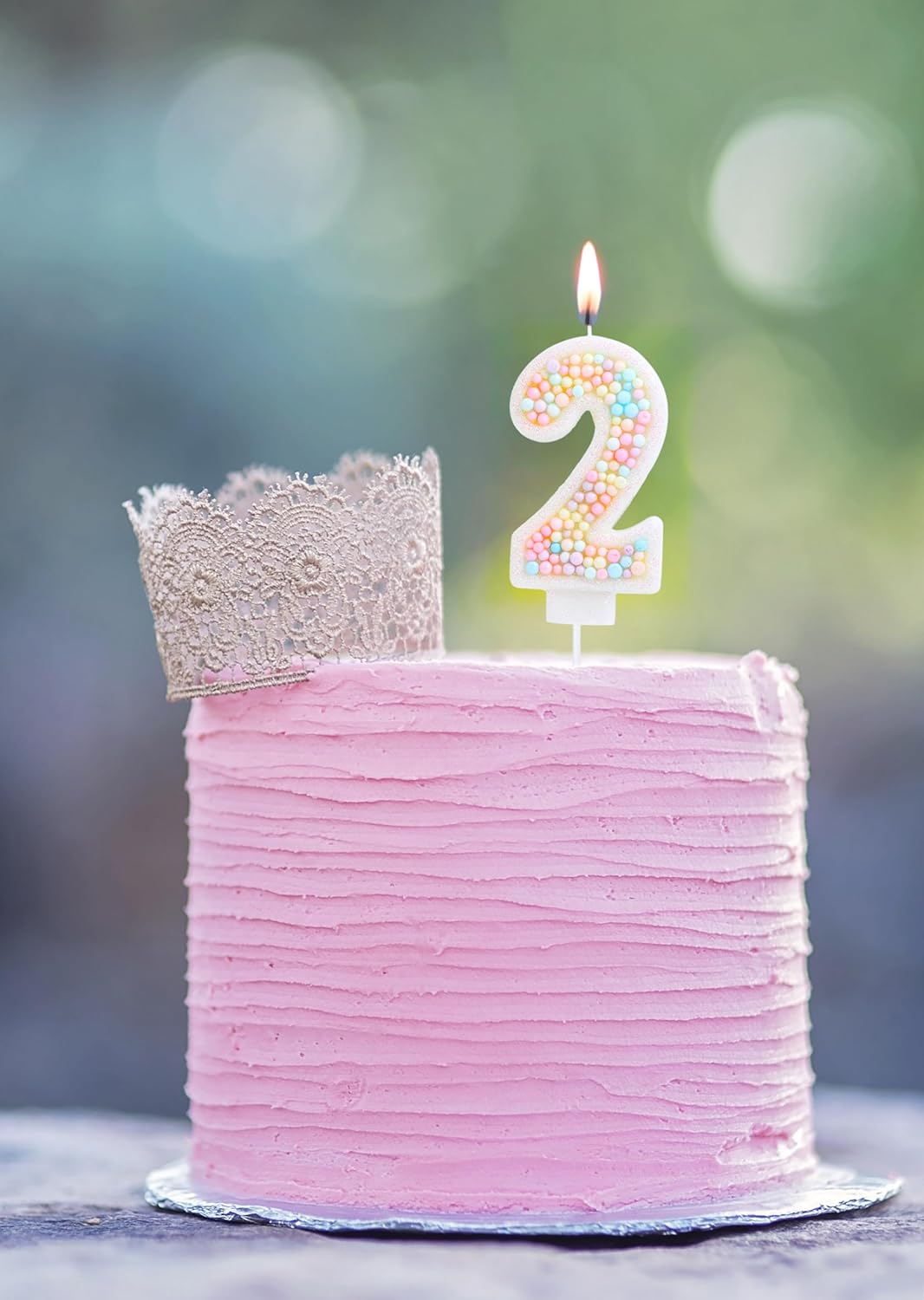 Number 2 Birthday Candle 3D Macaron Glitter 2 Candle Birthday Girl Women Sweet Theme 2Nd Birthday Wedding Anniversary Party Cake Decoration image number 2
