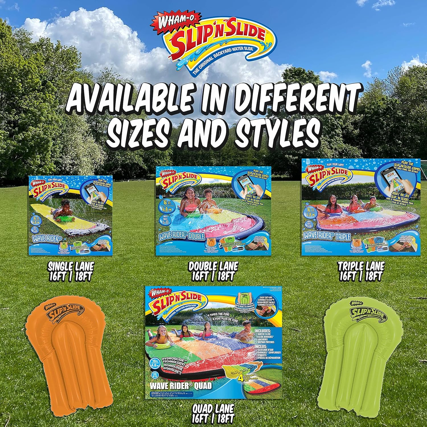 Wham-O Slip N Slide Wave Rider Double with 2 Slide Boogies image number 1