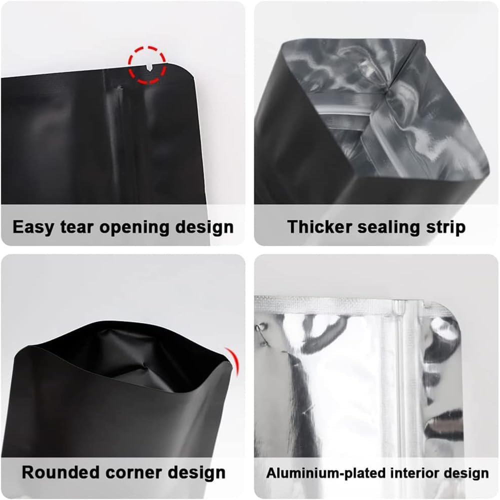 100PCS 7X10Cm Black Aluminum Bag Mylar Foil Pouch Heat Sealer Food Storage Package Bags image number 5