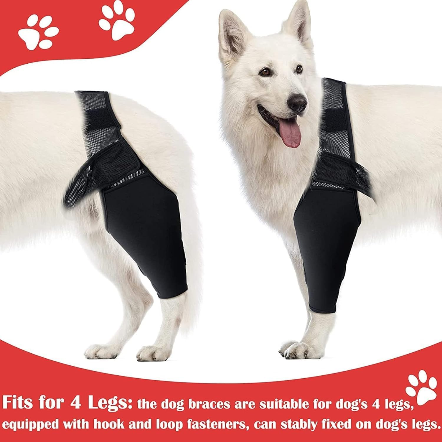 Dog Elbow Protector, Dog Brace Pads Relieve Arthritis Reducing Pain Provides Support Elbow Protector for Small Medium Dogs (Black, L)