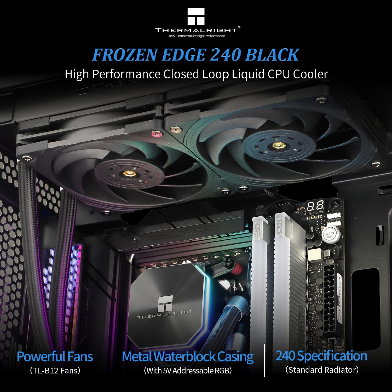 Thermalright Frozen Edge 240 Black Liquid CPU Water Cooler with 120Mm PWM Fan,240 Black Cold Row Specification,Integrated Water-Cooler Heatsink for Amd/Am4/Am5,Intel LGA1700/1851/1150/1151/1200/2011 image number 0