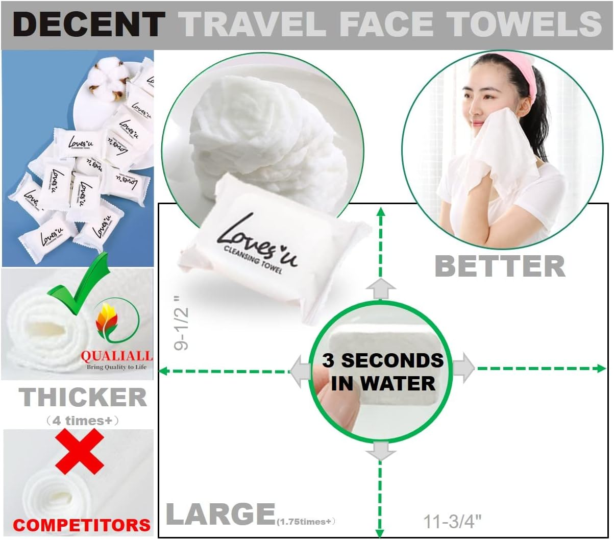 Compressed Washcloths Towels, Premium Disposable Wash Cloths for Travel Camping image number 4