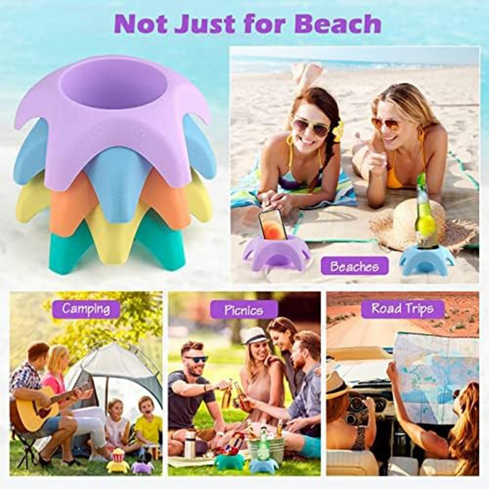 Beach Vacation Essentials Replacement Accessories Beach Cup Holders, Sand Coasters, Beach Travel Essentials for Women image number 4
