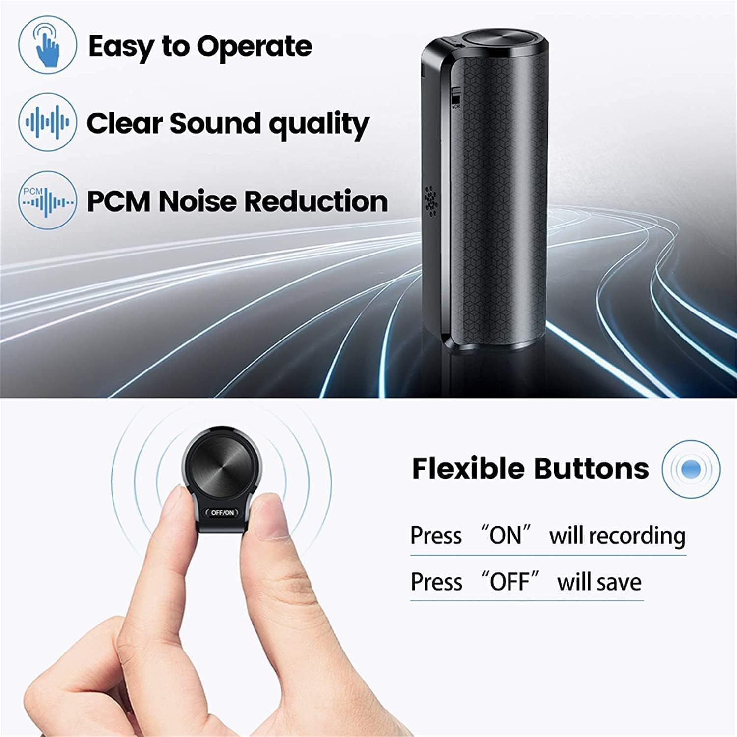 32GB Digital Voice Recorder, Magnetic Mini Voice Activated Recorder, 25 Days Long Battery Life, Suitable for HD Recording Meetings Interviews Classes Lectures image number 5
