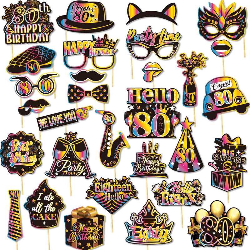 30Pcs Birthday Photo Booth Props Kit Happy Birthday Party Favors Funny Birthday Party Supplies Decoration for Men and Women (18Th) image number 5