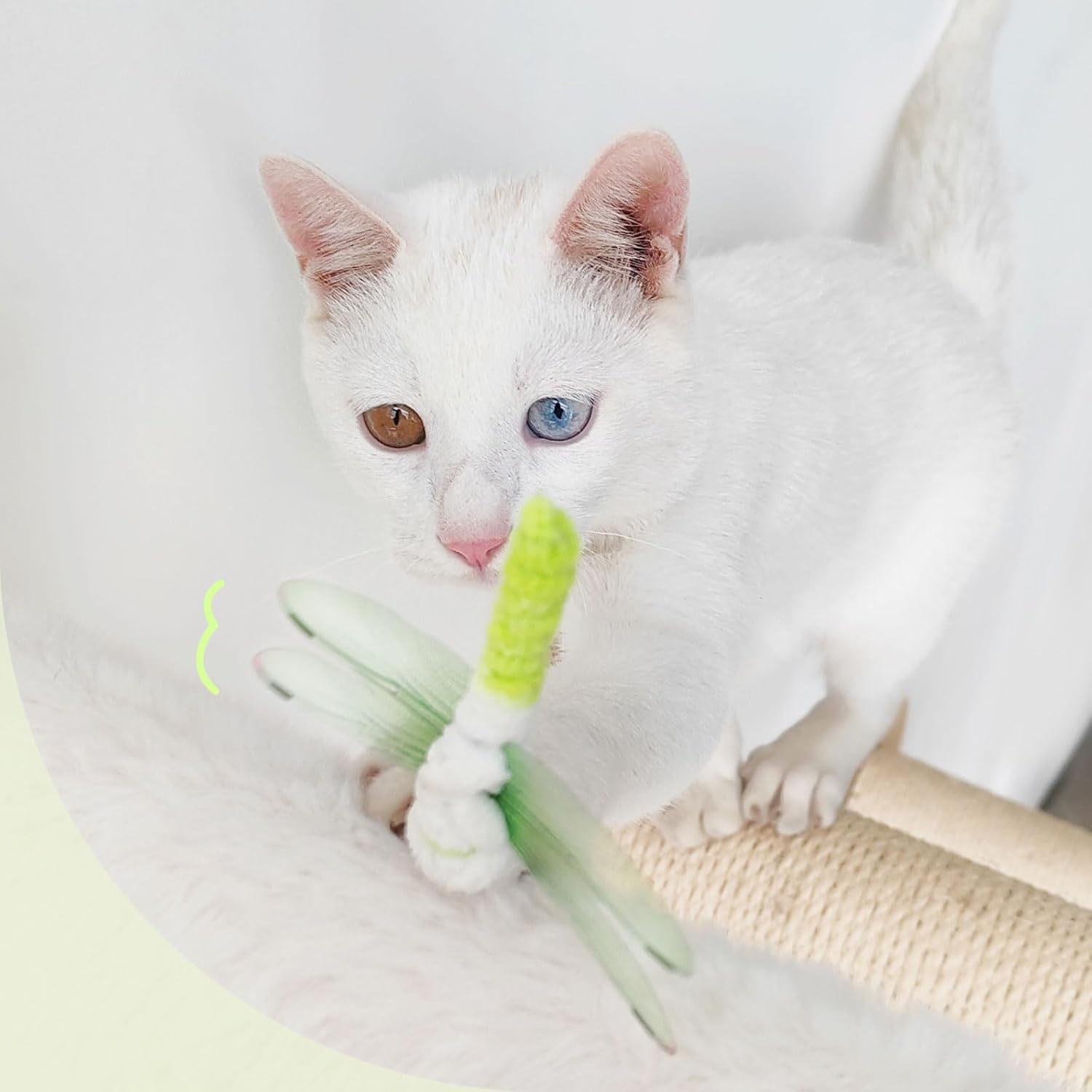 SONGWAY Interactive Cat Feather Toy Set- 6 Pcs Dragonfly Retractable Teaser Wand with Feather Refills with Bell， Cat Feather Toys for Indoor Cats - Insects image number 7