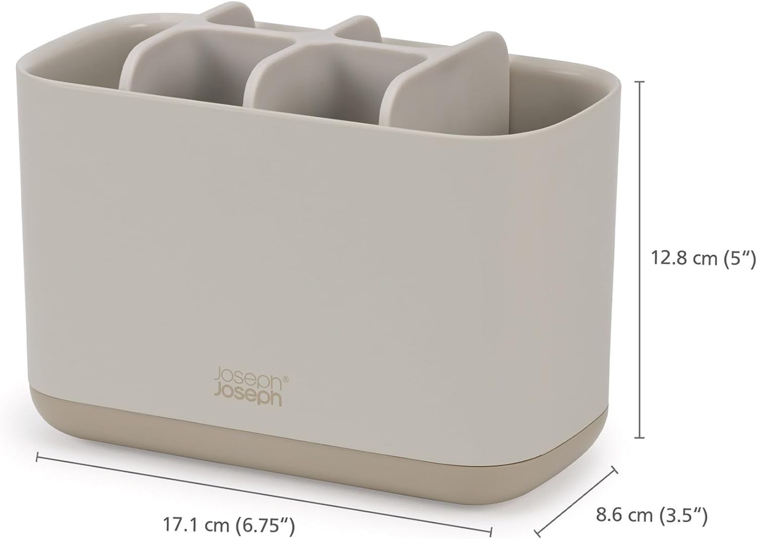 Joseph Joseph Easy-Store - Toothbrush Holder Caddy, Bathroom Storage, Large - Ecru image number 3