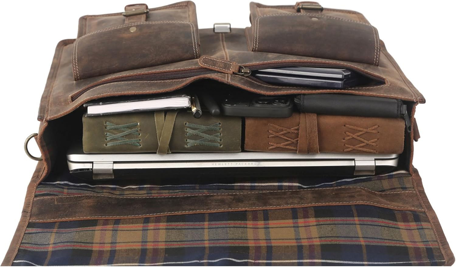 Leather Briefcase 18 Inch Laptop Messenger Bag for Men and Women Best Satchel Office Bag image number 1