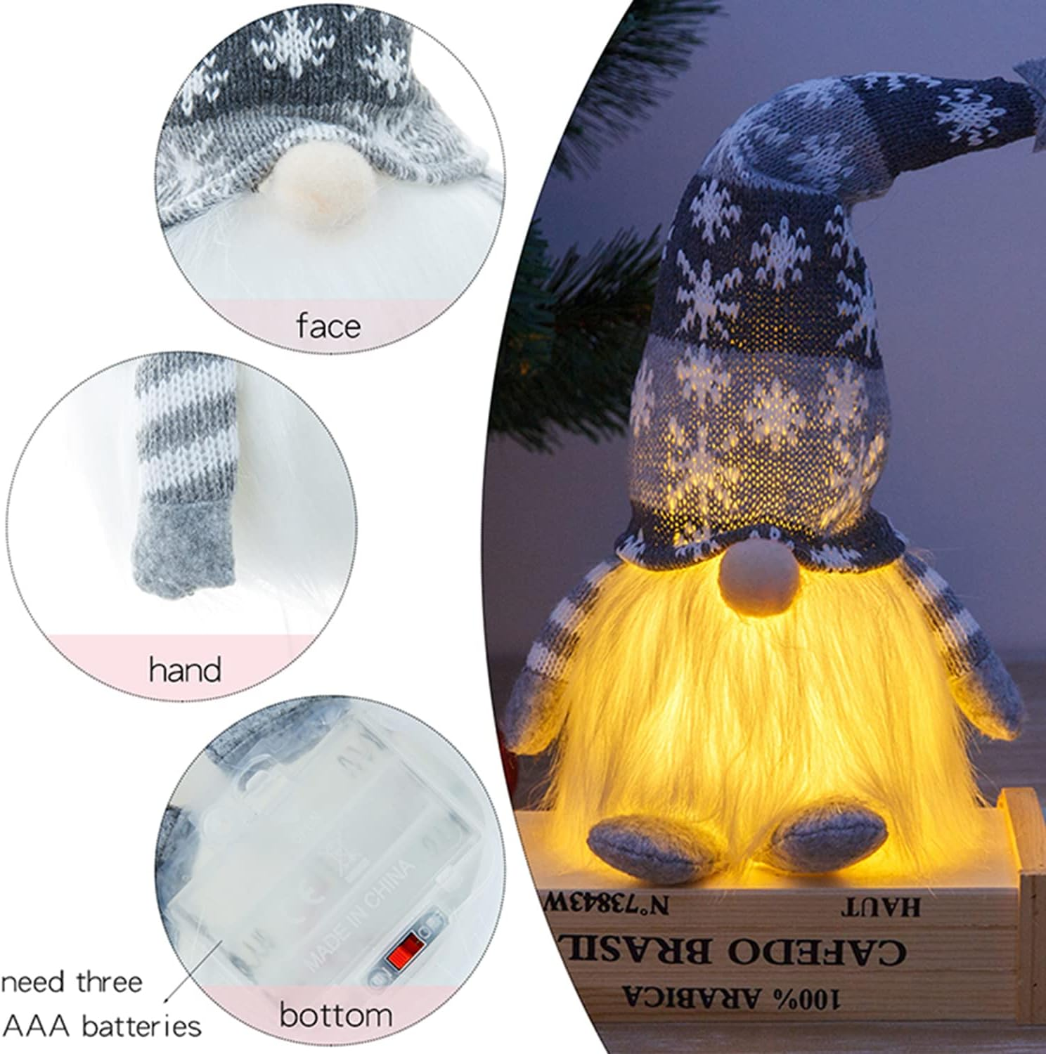 Christmas Gnomes Plush Doll, 2 Pack Christmas Elf Decoration Ornaments Thanks Giving Day Gifts Gnomes Swedish Tomte Xmas Ornaments for Home Decor (Snowflakes，Red&Grey)