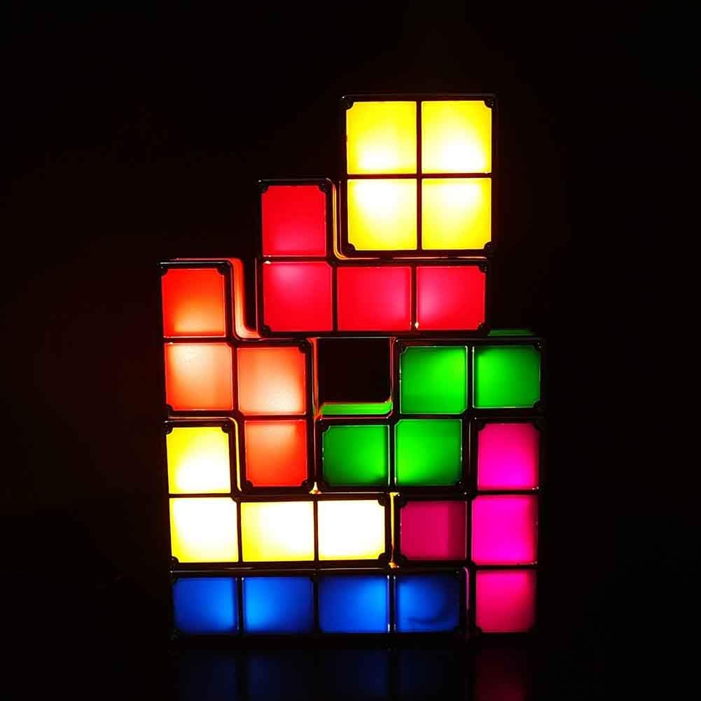 Tetris Light DIY Stackable Puzzle Warm Yellow Kid Baby LED Night Light Desk Table Lamps Multi-Shape Constructable Magic Block Table Decorative Home Lighting for Bedroom Living Room image number 3