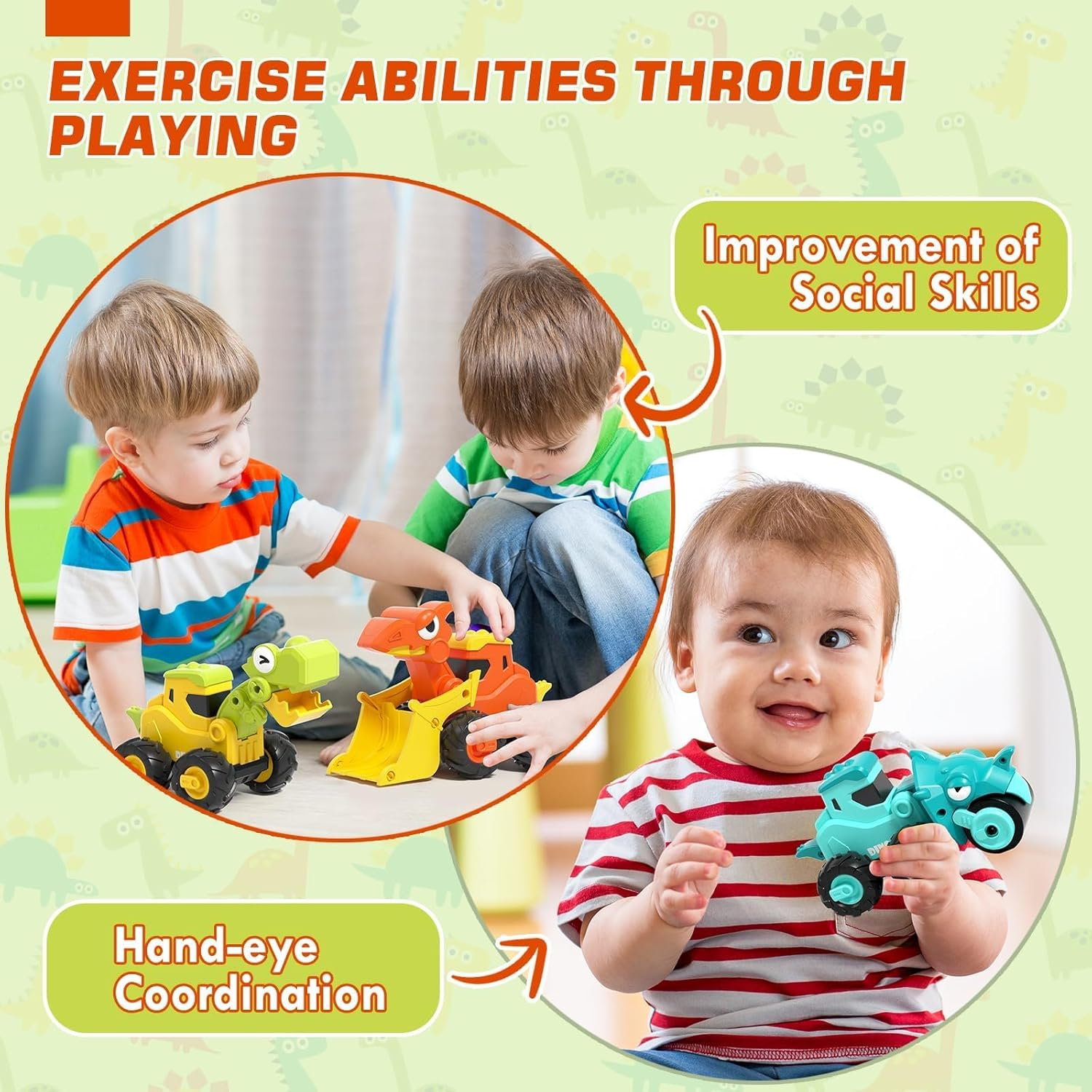 Lehoo Castle Baby Cars Toys for 1 Year Old, Dinosaur Toddler Toys with Press & Go Construction Toy Car, Baby Toy&lsquo;S 6-12 Months, Travel Toy for Toddlers Gifts Age 1-3 image number 4