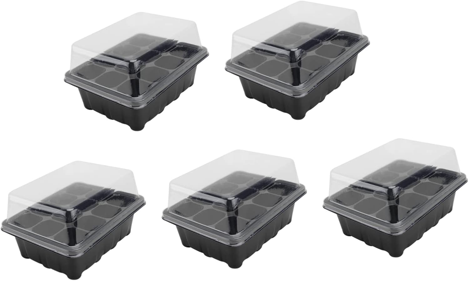 5 Pack 18X14X6Cm Plant Nursery Pots Starting Trays Sprout Trays Lids for Bonsai Gardening image number 3