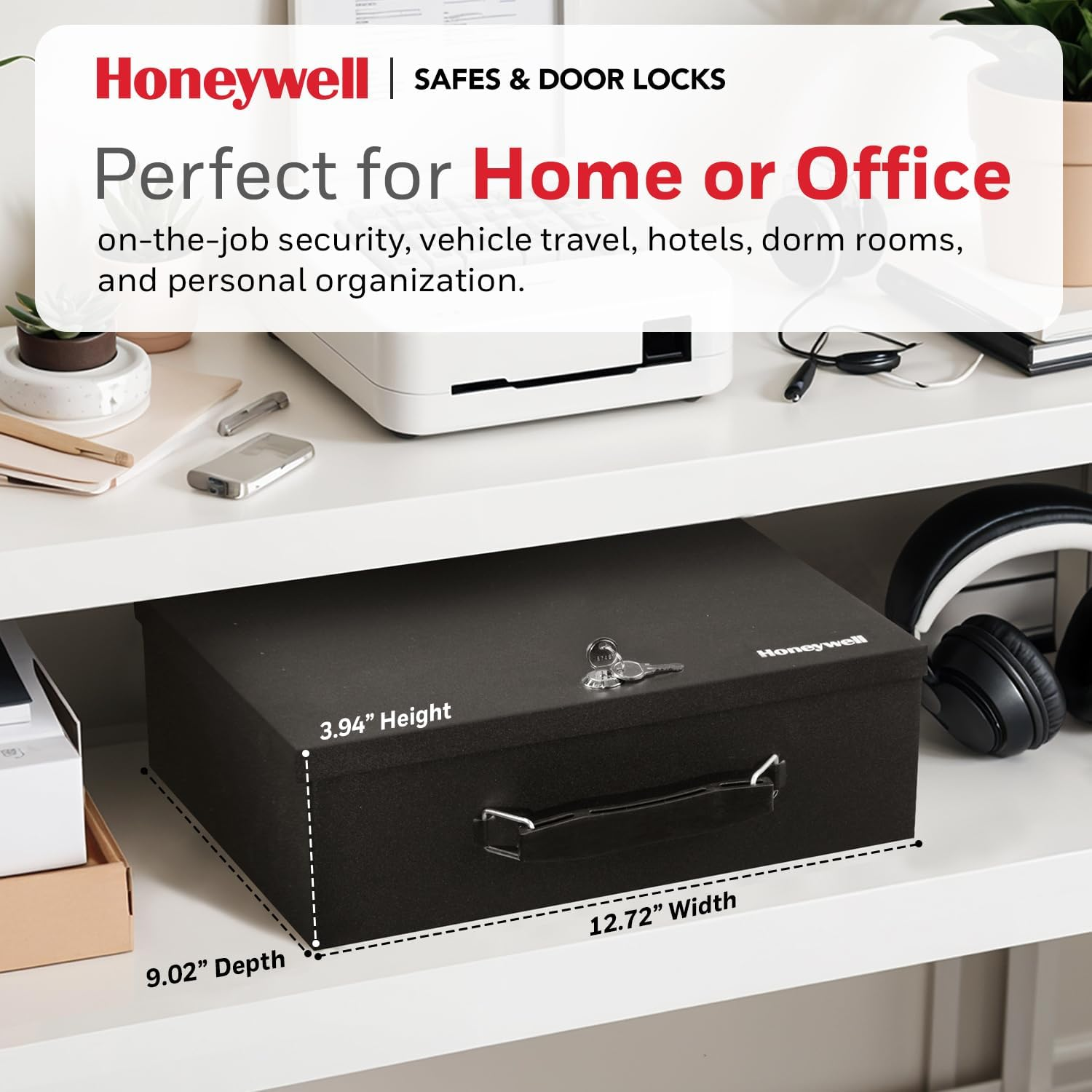 Honeywell Safes & Door Locks 6104 Fire Resistant Steel Security Safe Box, 8.7X12.7X4.2, Black image number 1