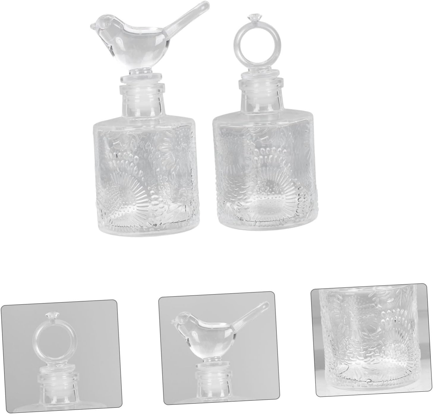 2Pcs Retro Crystal Perfume Atomizer Perfume Bottle for Aroma Diffuser Decorative Bottle Wide Mouth image number 3