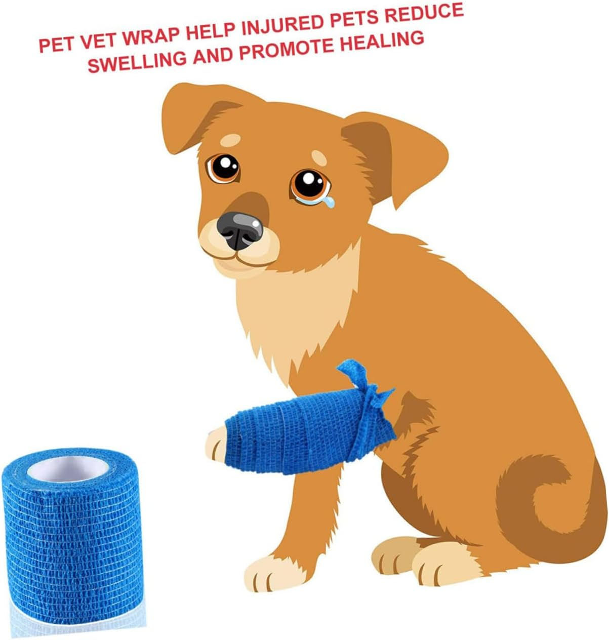 KOMBIUDA 3Pcs Non-Woven Self-Adhesive Elastic Wrap for Pets Compression Tape First Aid 5Cm X 4.5M Black Blue Red image number 3