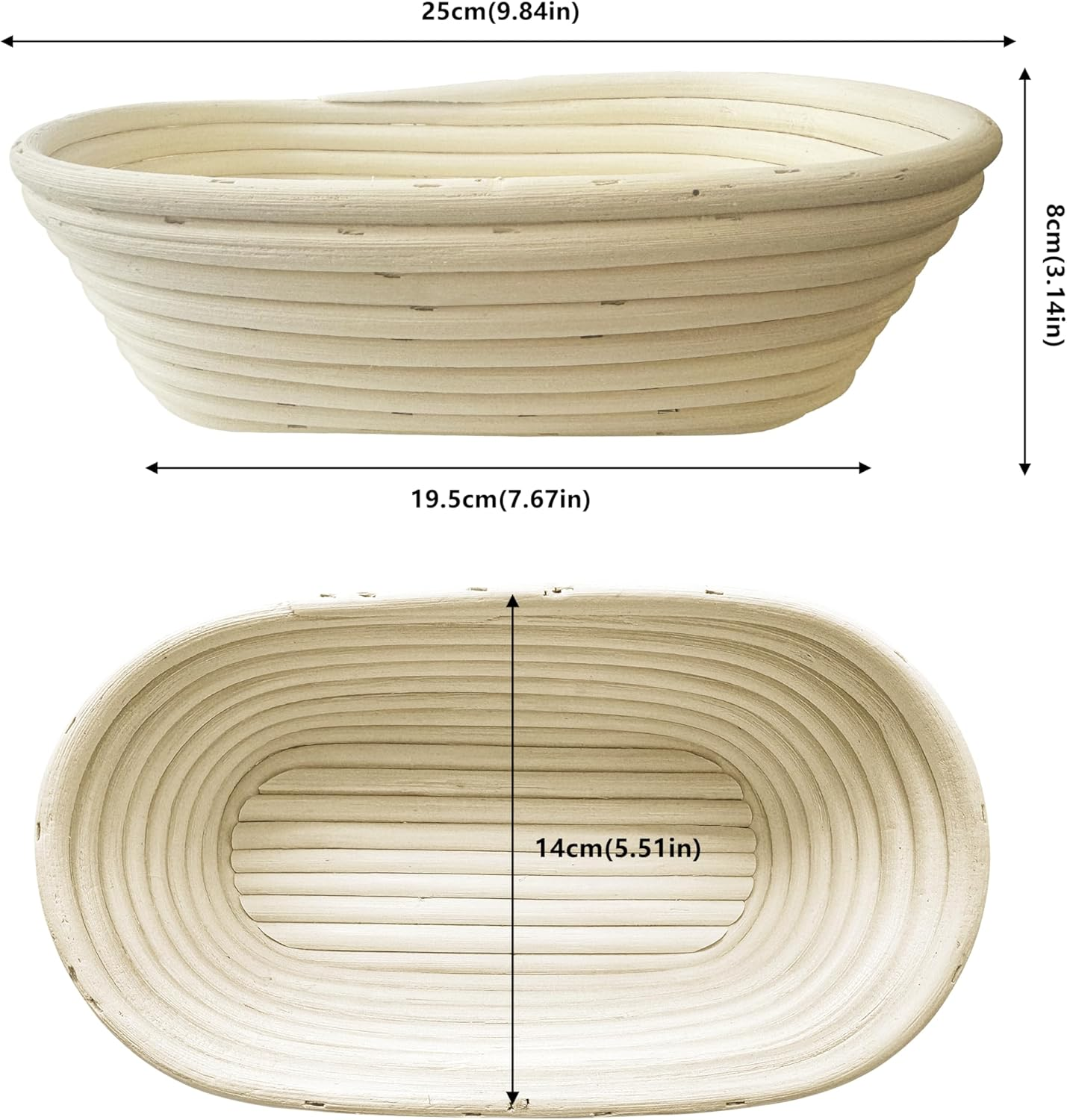 Banneton Bread Baskets, 2Pcs 10 Inch Oval Sourdough Proofing K&ouml;rbe, Banneton Basket F&uuml;r Brotgare, Handgefertigte Rattan K&ouml;rbe Mit Futter, Perfekt F&uuml;r Professionelles & Heim Sourdough Bread Baking
