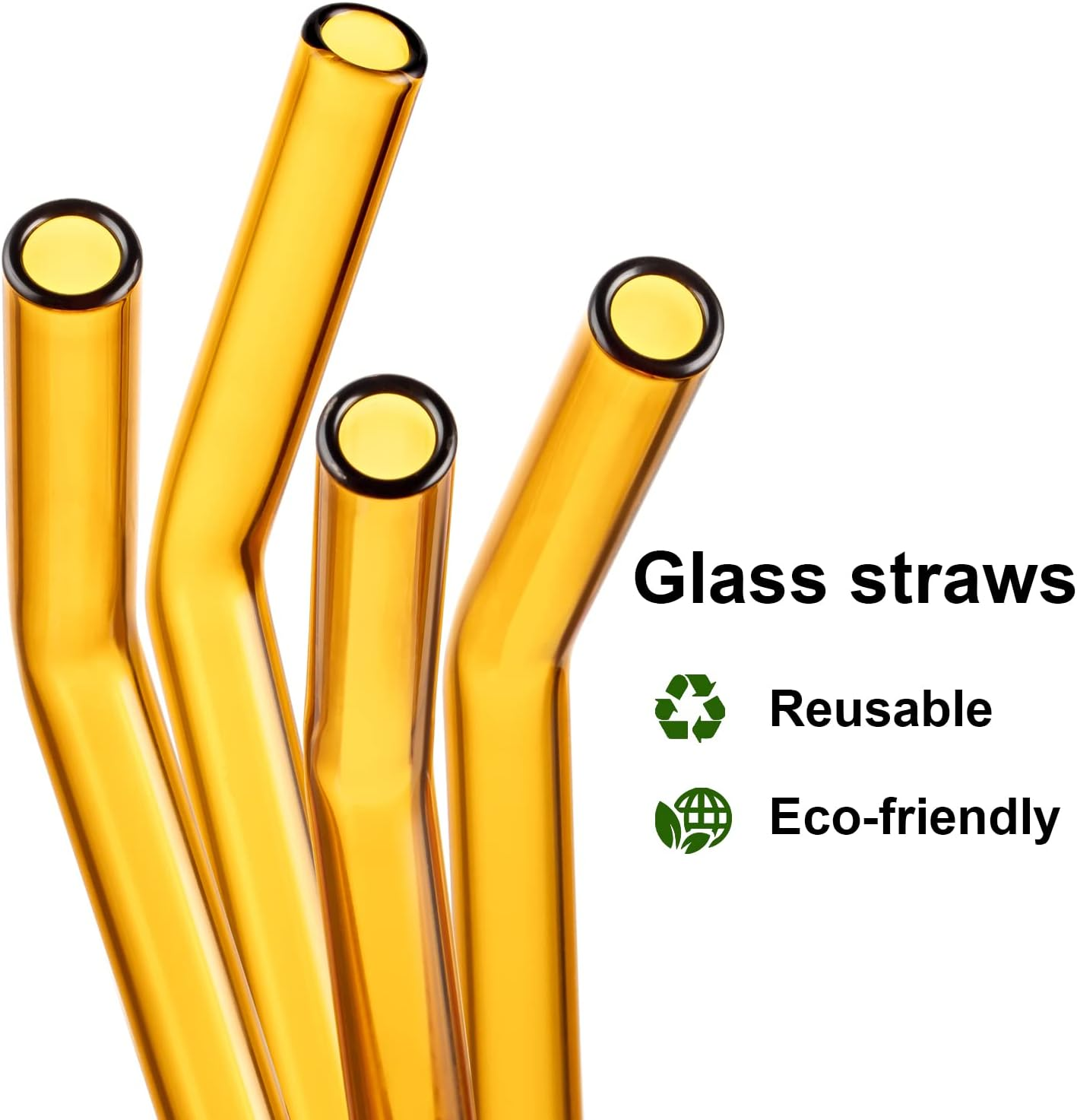 Amber Glass Straws Drinking Reusable: Colored Glass Cocktail Straws Travel Glass Straw with Gift Case Long Glass Drinking Straws Bent image number 6