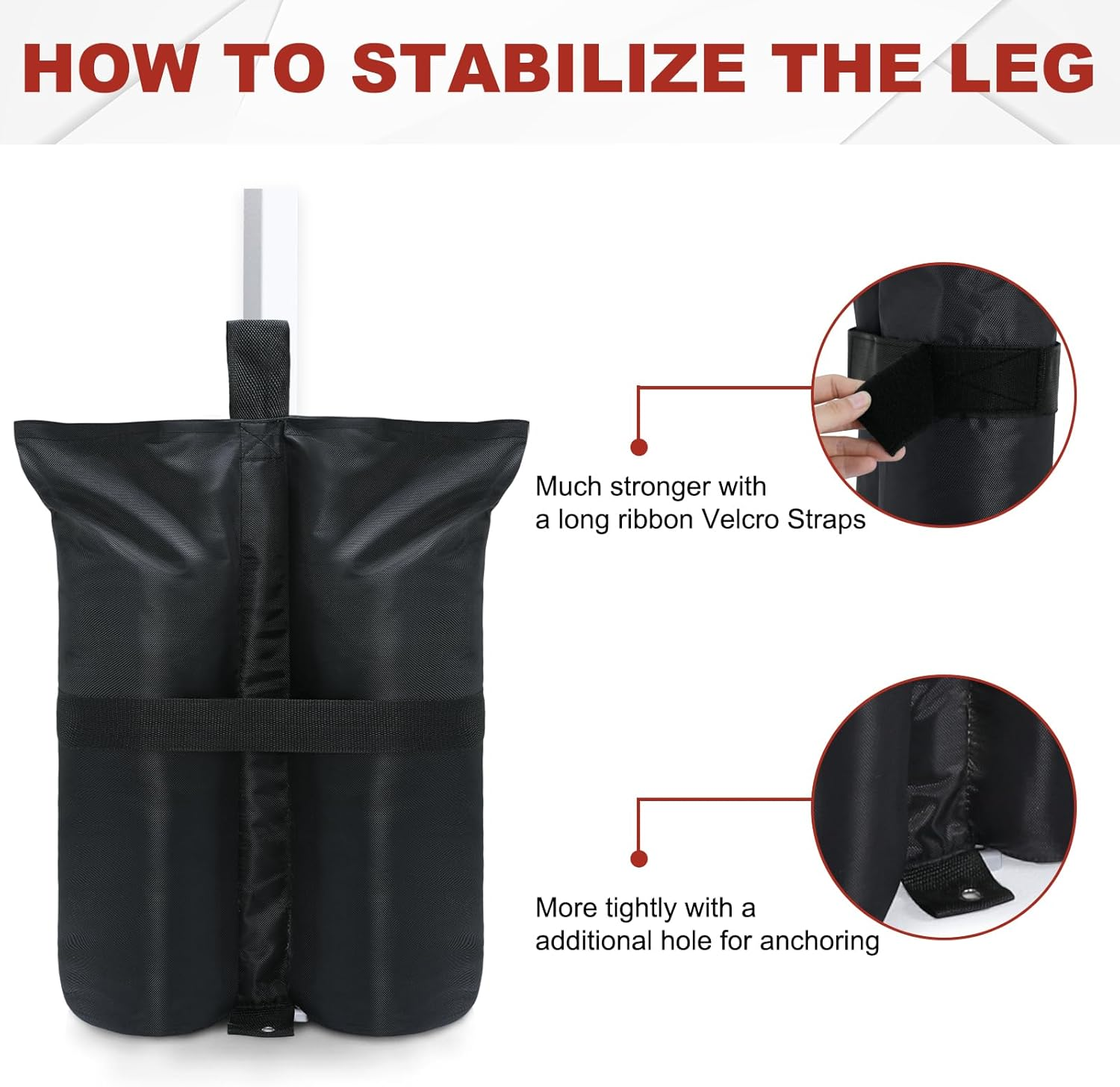 ABCCANOPY Heavy Duty Premium Instant Shelters Gazebo Weight Bags - Set of 4-50Lb Capacity per Bag (Black-Plus) image number 5