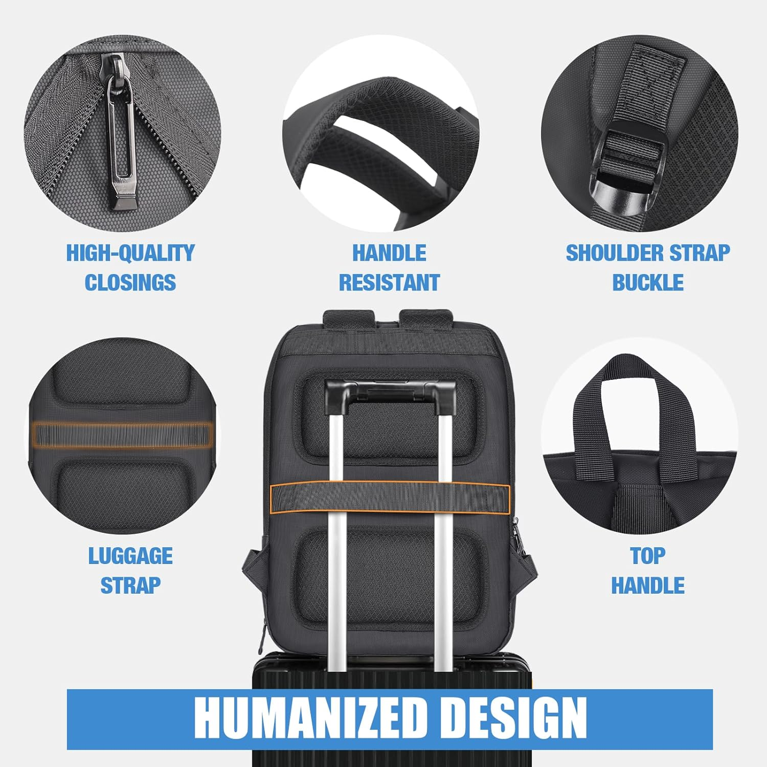 INSMEER Expandable Laptop Backpack for Men, Portable Computer Backpacks with Waterproof & Lightweight, Travel Backpack and School Bag for Business - 15.6 Inch Laptop Bag