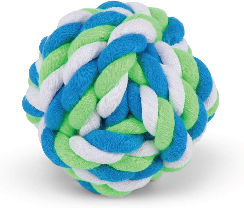 Kazoo Twisted Rope Knot Ball Dog Toy, Blue/Green, Large image number 1