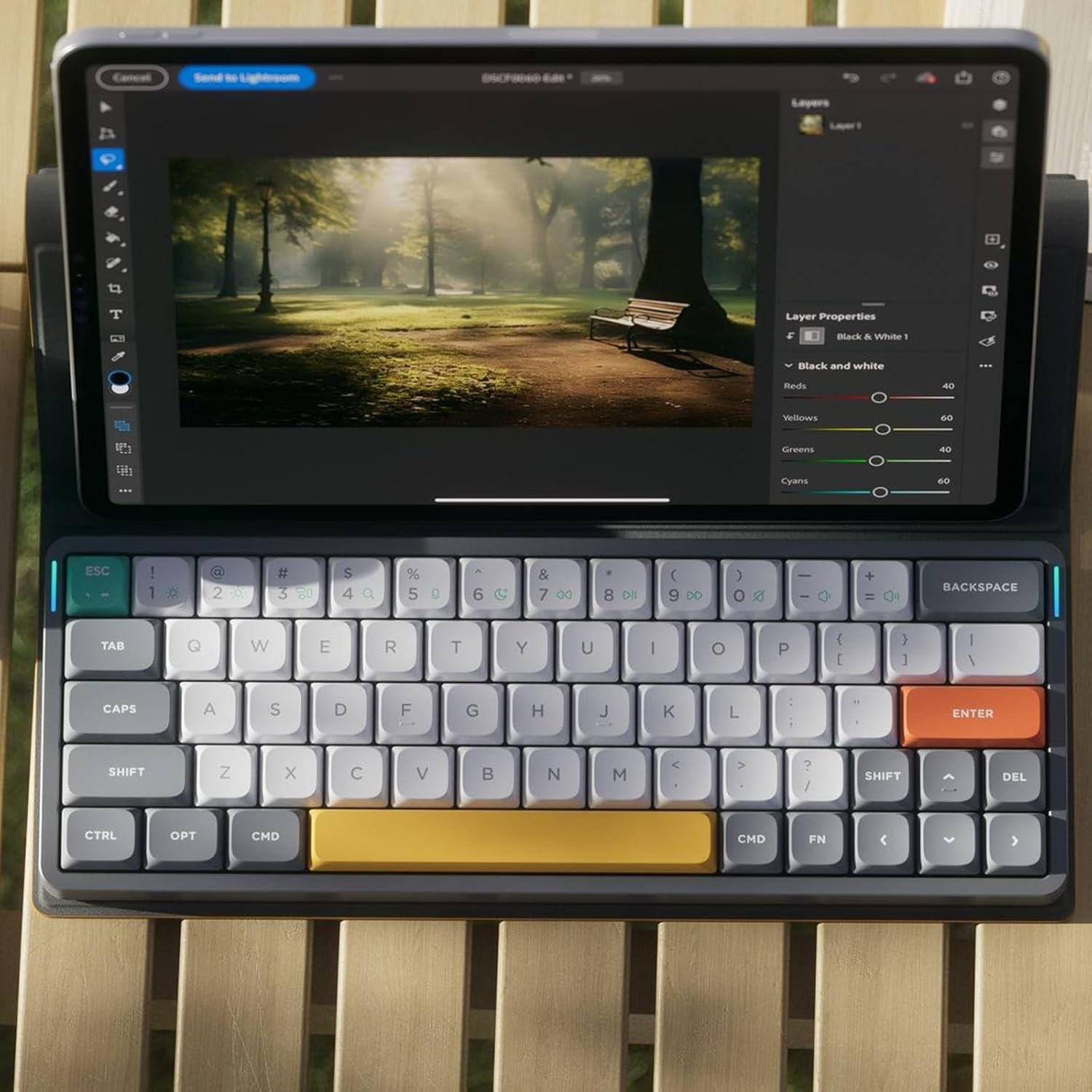 Nuphy Air60 V2 Portable Wireless Keyboard 60% Low Profile Mechanical Keyboard Support QMK/VIA Compatible with Windows/Mac Os/Linux Supports Bluetooth 5.1/2.4Ghz/Usb-C Grey-Gateron Wisteria Switch image number 4