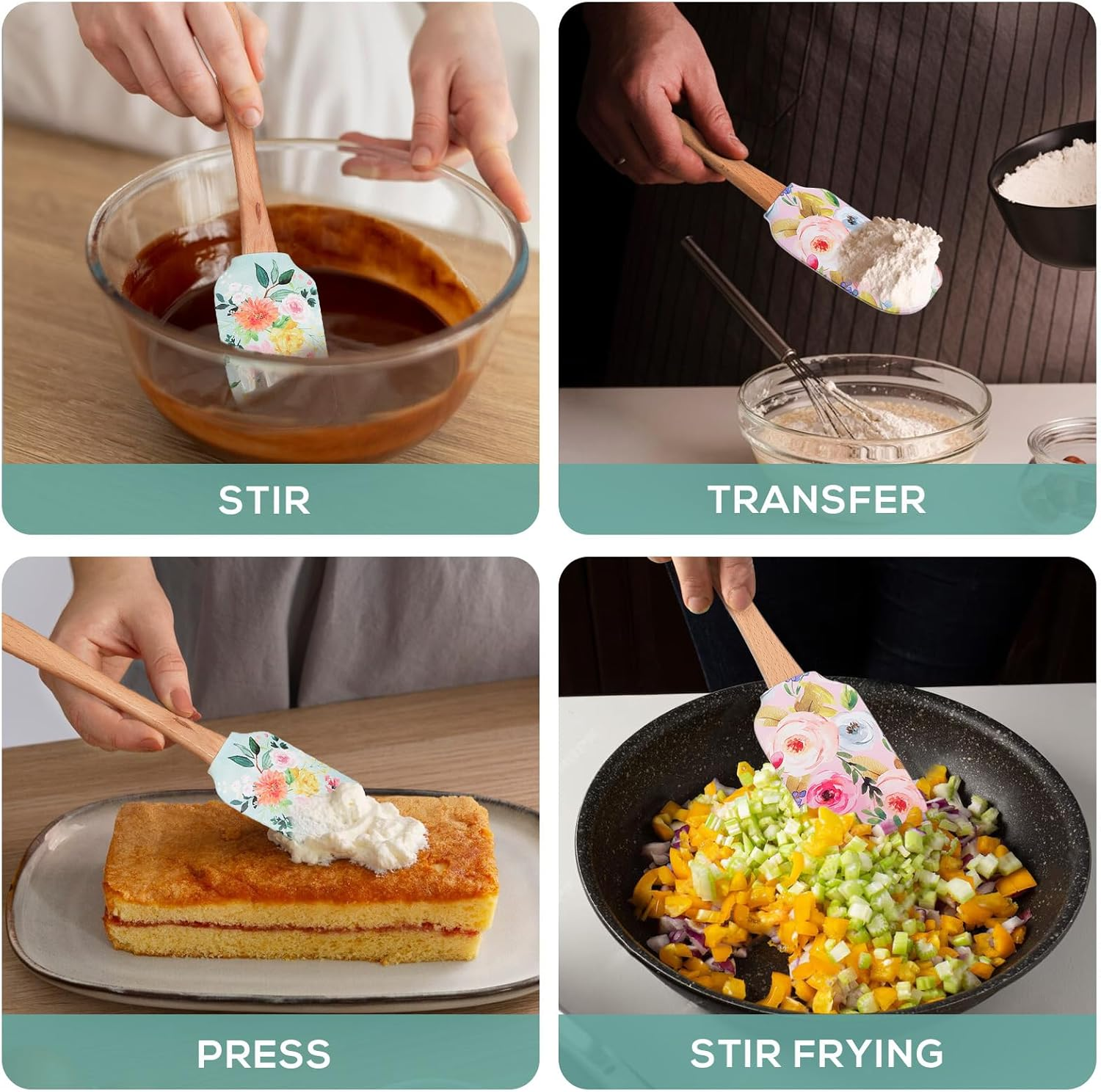 2Pcs Cake Cream Spatula, Silicone Cake Scrapers Cake Accessories Butter Scrapers Baking Spatulas for Kitchen Reusable Butter Scrapers Professional Baking Scrapers Christmas Cake Tools image number 3