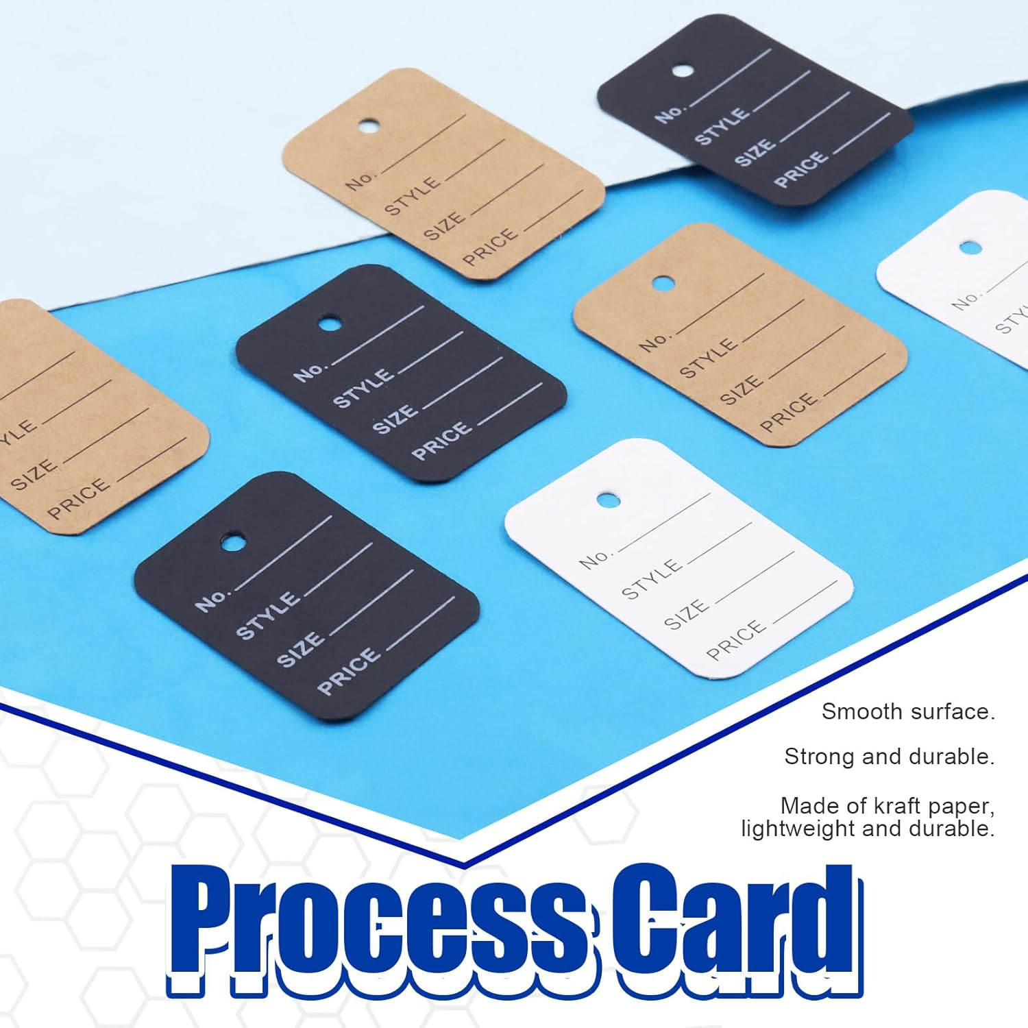 Glarks 1700Pcs Price Tags with Hang Tag Strings and Snap Lock Pins Loop Fastener Hook Ties Assortment Kit, 3 Colors 3.5Cm X 5 Cm Marking Blank Paper Display Label Clothing for Clothes, White (G-2830)