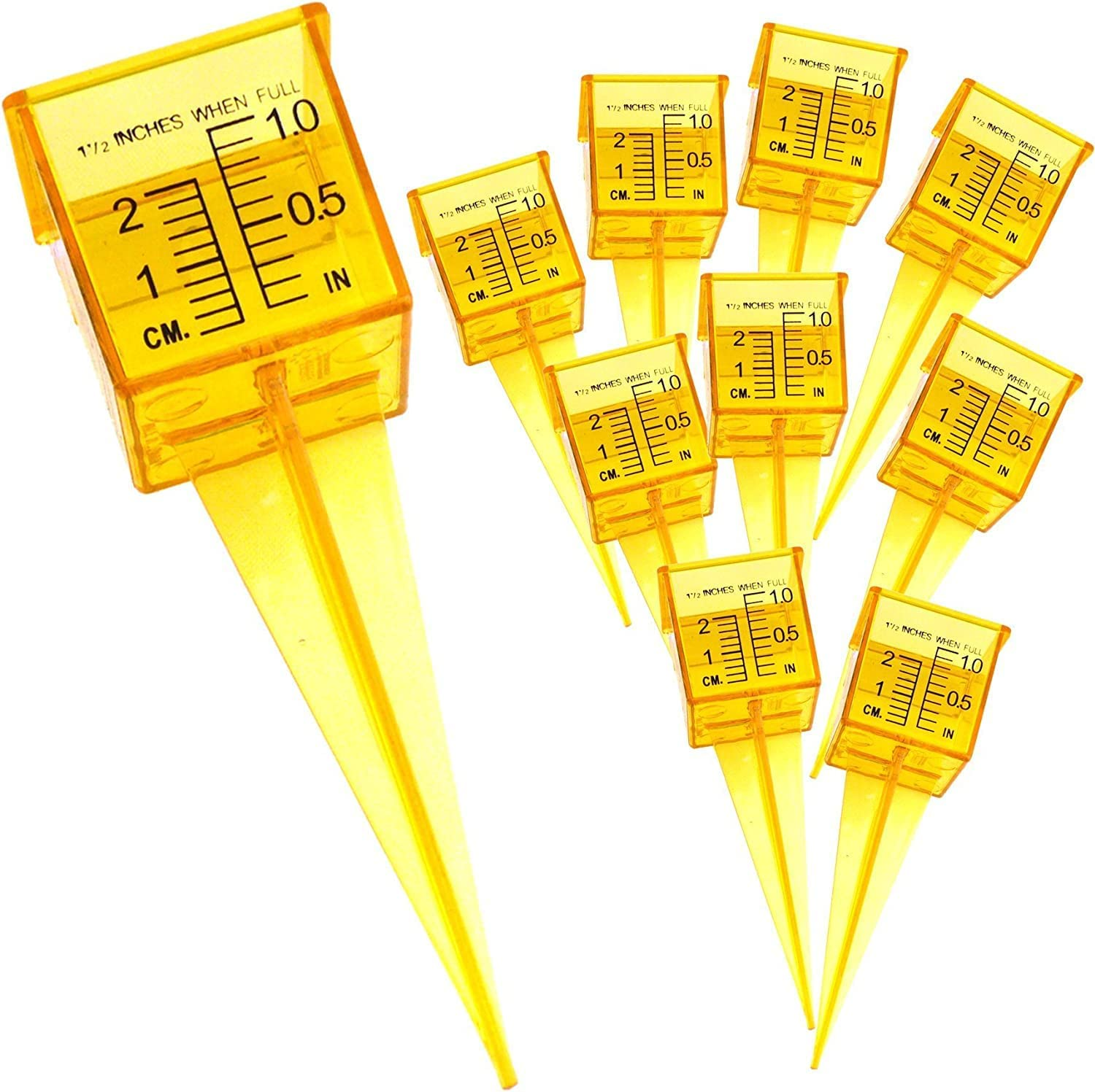 New Resources Group (Ships from USA Same or Next Day) - 10 Pack 1.5" Rain/Sprinkler Gauge, Wide Mouth, Bright Yellow, Outdoor Water Measuring Tool image number 3