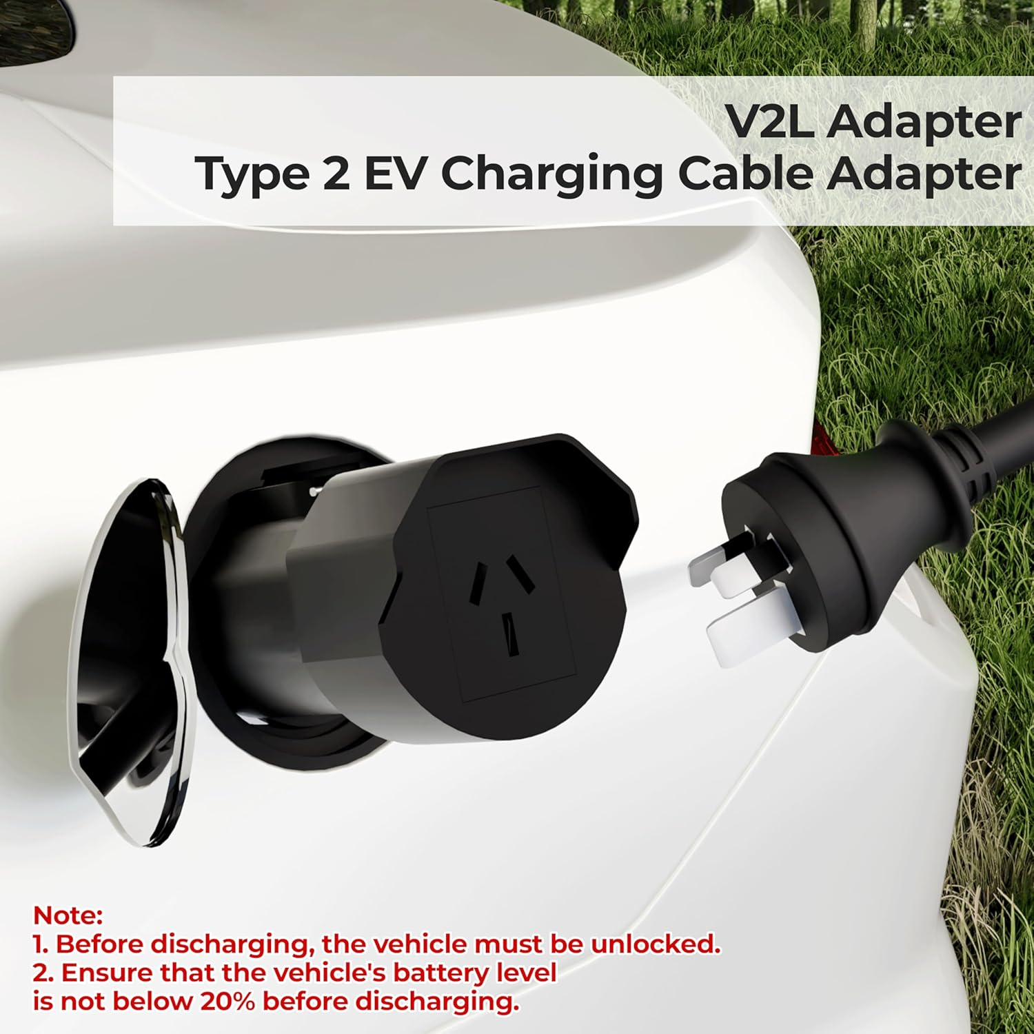 V2L Adapter Type 2 EV Charging Cable Connector for MG4/MG5/2021-2022 MG ZS, Vehicle to Load Adapter, EV Discharger to Charge Outdoors, 470&Omega; 15A