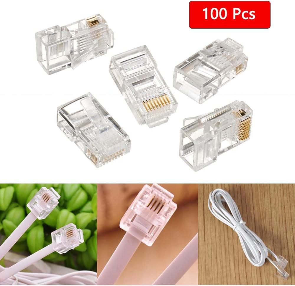 RJ45 CAT6 Connector, RJ45 Modular Plug Network Connectors for Standard Cable, 100 Pack image number 5