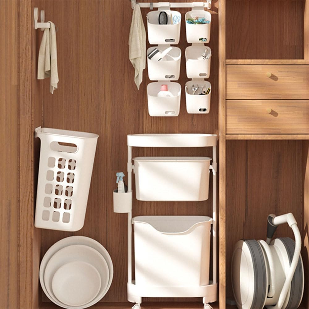 Hanging Basket Kitchen Storage Basket,2Pcs Large Plastic Hanging Basket, Wall Hanging Kitchen Storage Basket,Plastic Space Saving Hanging Basket,Storage Containers Hanging Storage Basket,Large Grey image number 6