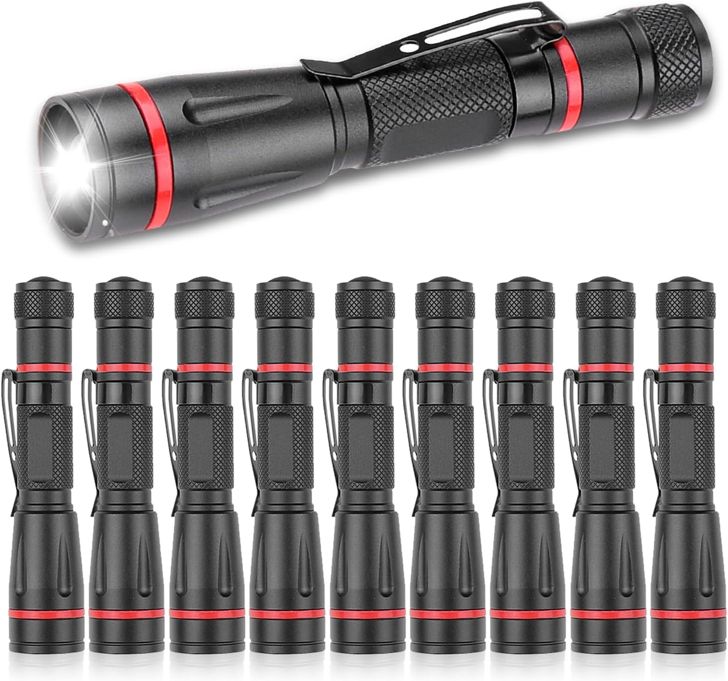 LED Pocket Pen Light Flashlight Small Mini Flashlights Handheld Pen Lights Penlight with Clip for Camping, Home, Outdoor, Inspection, Emergency Use (10 Pieces 3.7 Inches) image number 6