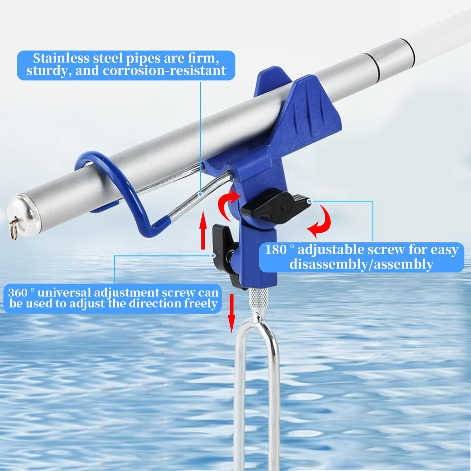 Fishing Rod Pole Holders 2 Pcs Universal Adjustable Lightweight Brackets for Hand Rods Sea Rods Steady Durable Boat Rods Holders with Clamp Hands-Free Pole Stands for Shore Bank Fishing image number 1