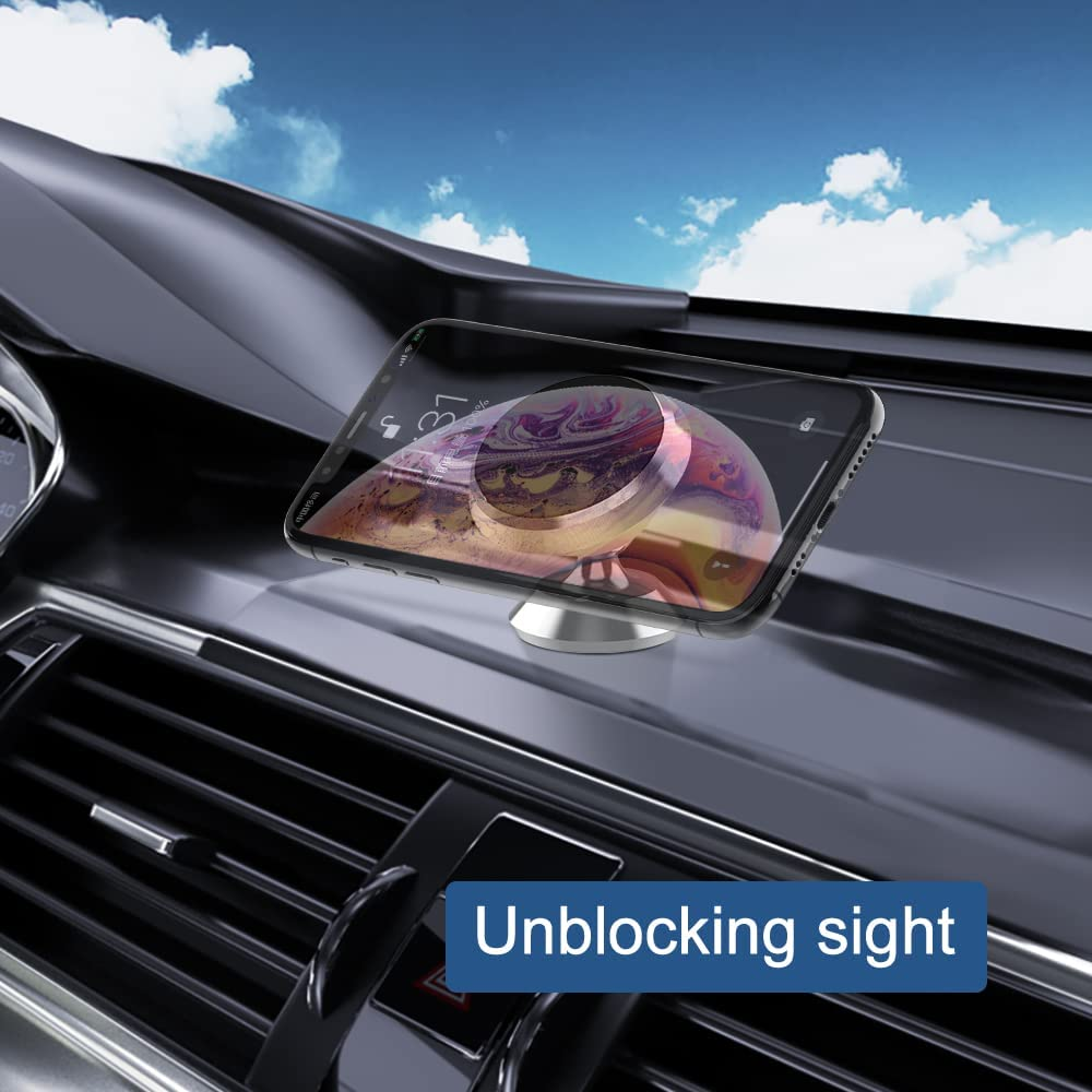 [3 Pack] Magnetic Phone Car Mount with Black Metal Plates,Tiqus Car Sturdy Stick-On Cell Phone Holder Car Built-In Amazing Strong Magnets, Hands Free Magnetic Car Phone Holder Mount with Strong Adhesive Mounting Silver image number 3