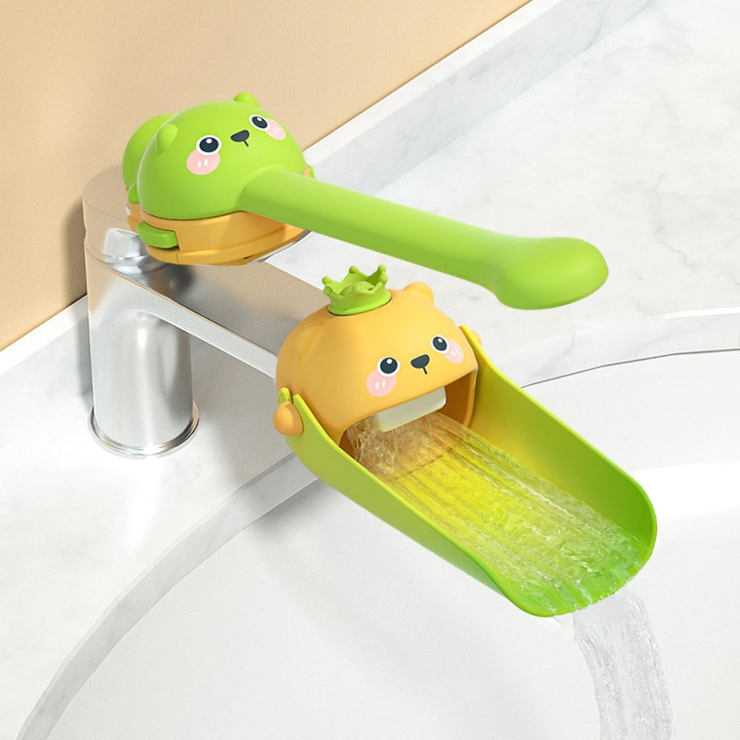 Faucet Handle Extender Set,Tap Handle and Nozzle Extender Faucet Handle Extender, Sink Extender Faucet Animals Extender Wash Helper for Bathroom Sink image number 2