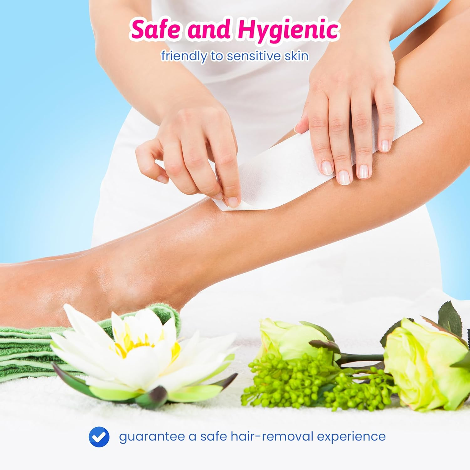 100 Pieces Large Non-Woven Wax Strips for Body and Facial Hair Removal, 3 Inches X 9 Inches Salon Quality Epilating Strips image number 3