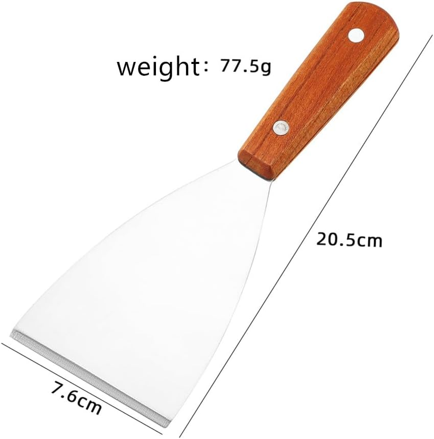 Grill Slant Edge Flat Scraper,Granmagazz 2 Pieces Stainless Steel Grill Griddle Scraper with Wooden Handle, Versatile Grill Scraper Tool for Grill BBQ Teppanyaki Dough Pancake Pizza image number 2