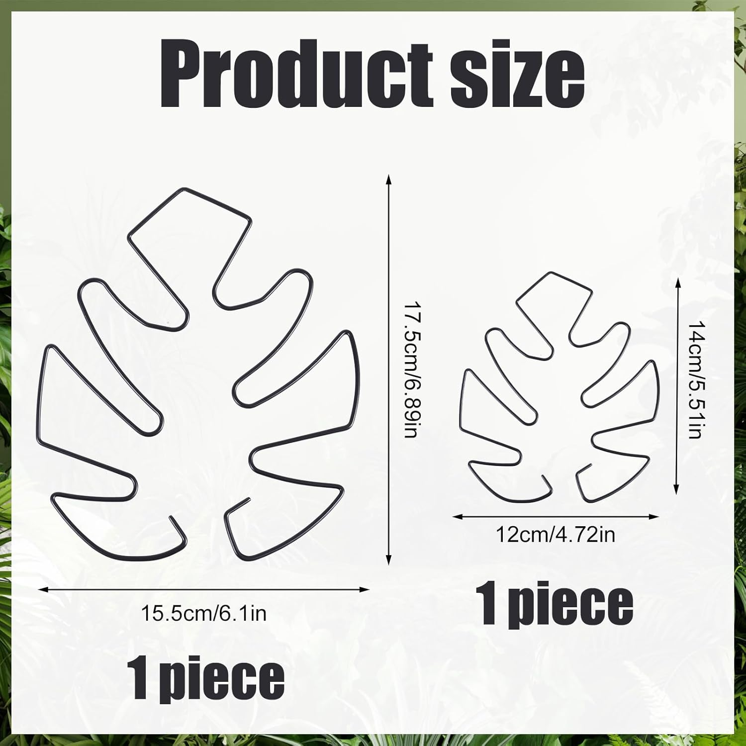 BOXOB Pack of 2 Plant Supports for Monstera Leaves, 2 Sizes Hooks to Support Climbing Plant Stems, Ideal Plant Support Monstera for Thriving Plant Growth (Black) image number 4