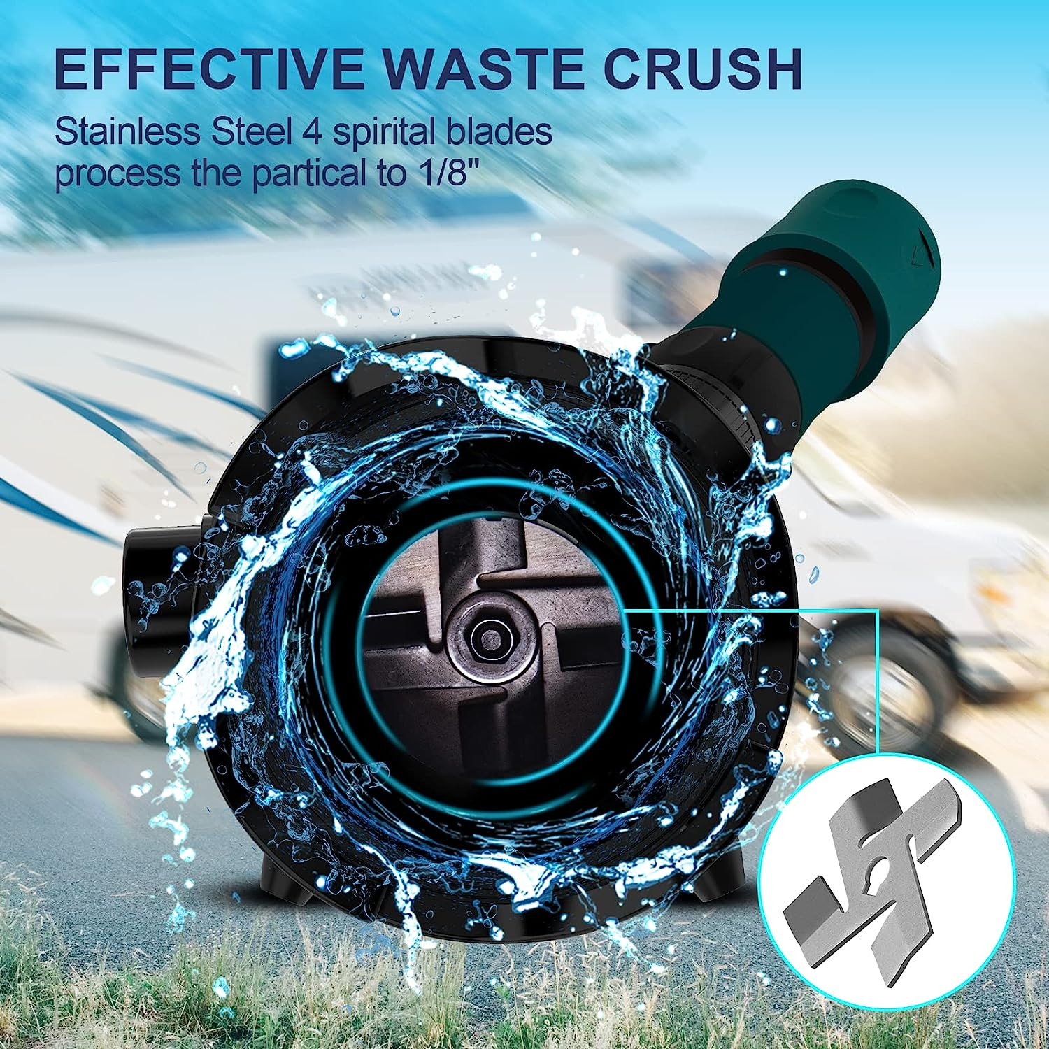 RV Macerator Pump 12V, 12GPM Waste Water Self-Priming Sewer with Garden Hose Discharge Port, Quick Release Sewage image number 1