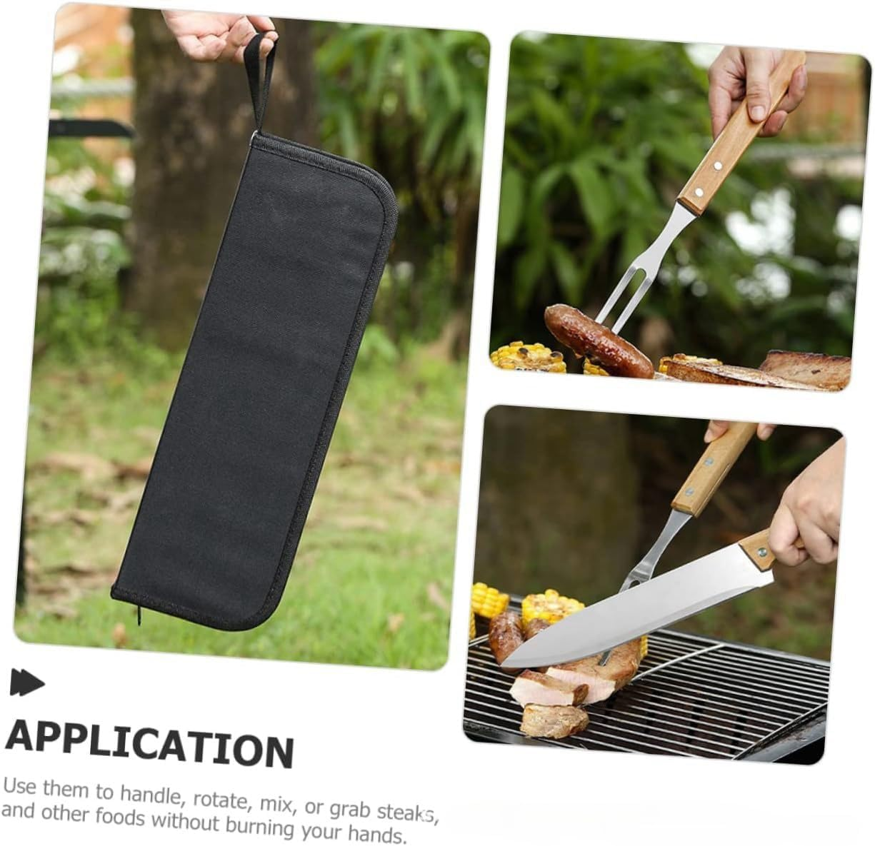 Multifunctional BBQ Grill Tool Set/Barbecue, 5 Pieces with Carry Bag, Stainless Steel Spatula Kit for Outdoor Grilling,Gift for Men Husband,For Camping, Picnic and Party,For Cooking and Kitchen image number 3