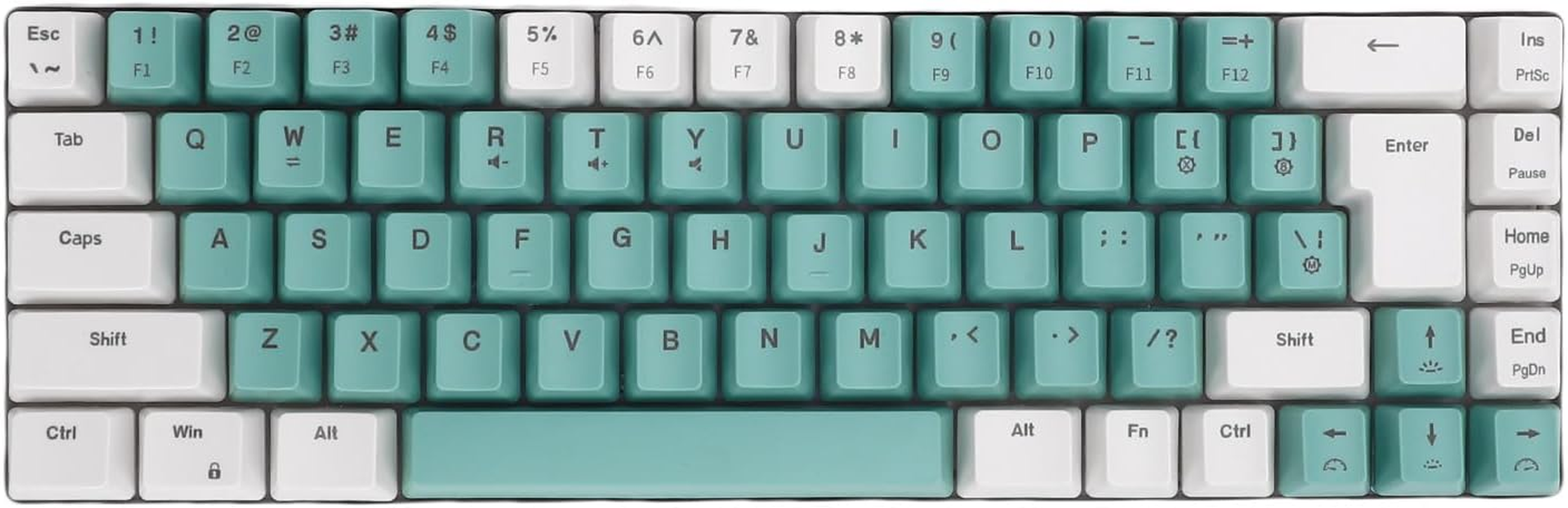 Wired Gaming Keyboard, 60 Percent 68 Keys RGB Backlit Mechanical Keyboard, Ergonomic Compact Keyboard with anti Ghosting and Multimedia Keys for PC Laptop Computer (White Green Color Block) image number 2