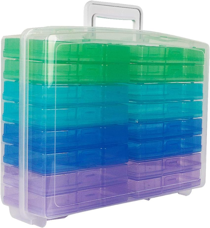 Novelinks Transparent 4" X 6" Photo Storage Boxes - 16 Inner Photo Organizer Cases Photo Keeper Picture Storage Containers Box for Photos (Cool-Colored) - Color - 2Pack image number 2