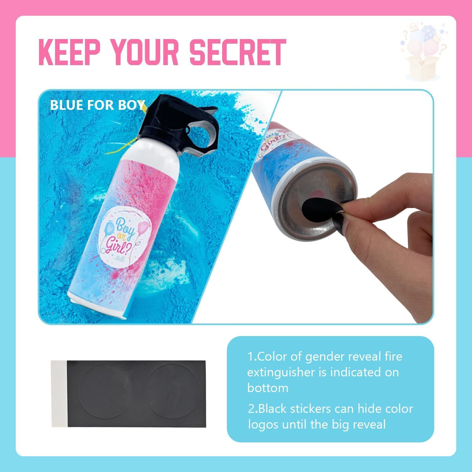 Gender Reveal Fire Extinguisher 2 Pack Color Extinguishers Extintor De Revelaci&oacute;n De G&eacute;nero Party Smoke Pink or Blue for Baby Reveal Party Decoration Boy or Girl Gender Reveal Ideas image number 6
