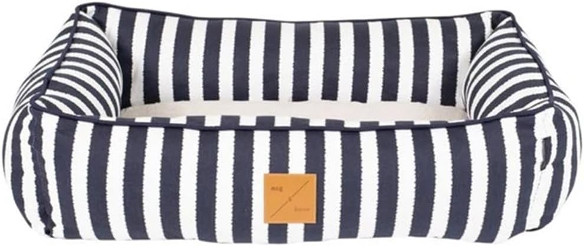 Mog & Bone Bolster Dog Bed, Navy Hamptons Stripe, Small image number 2