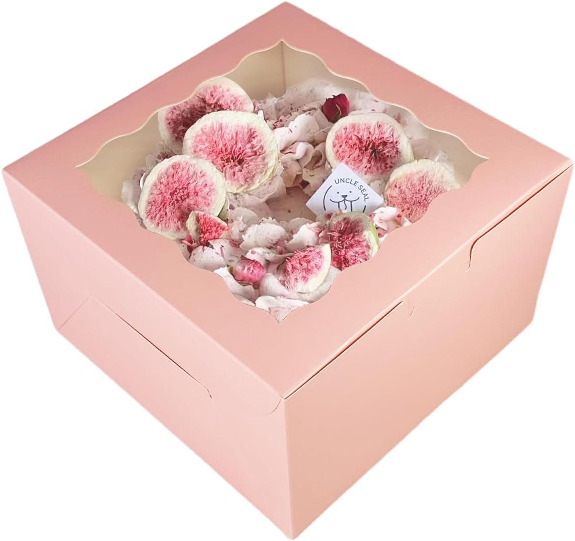 Qiqee 10X10X5 Inch Cake Box, 5 Sets Pink Cake round Boards ＆ 5 Sets 10 Inch Pink Cake Box with Window, Cake Containers(25.4X25.4X13Cm) image number 3