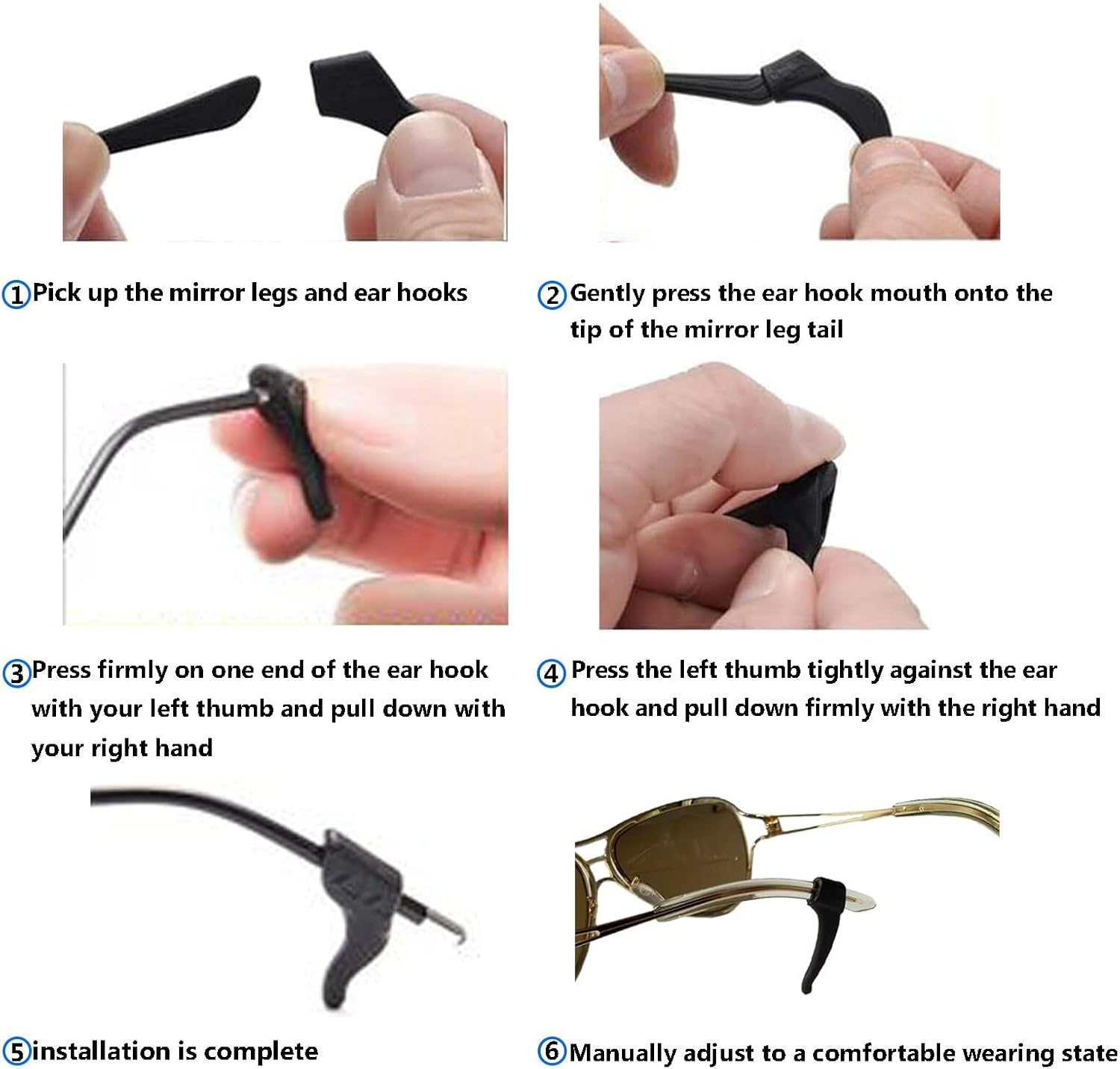 12 Pairs Silicone Elastic Eyeglass Ear Grips That Are Comfortable and Anti-Slip for Sunglasses Reading Glasses Eyewear image number 4