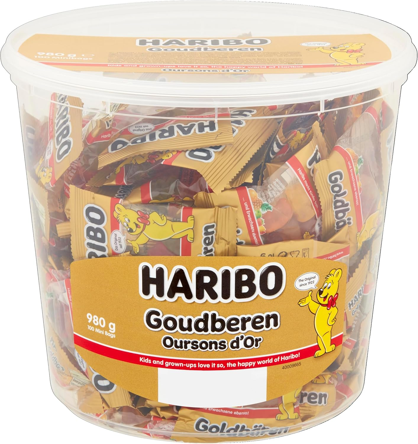 HARIBO Gold Bears Gummy Candy, 980 G | Pineapple, Strawberry, Lemon, Orange, Raspberry